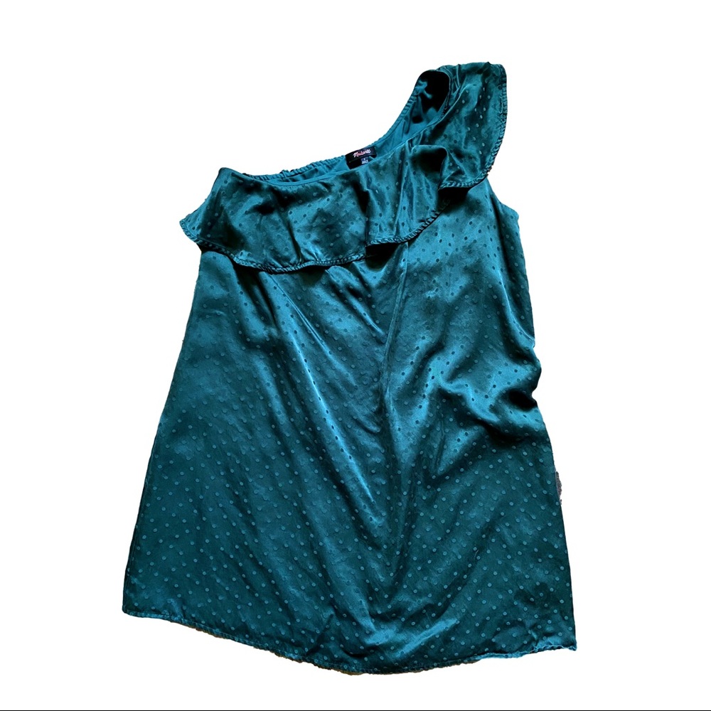 Silk Green Madewell One Shoulder Dress Polkadots